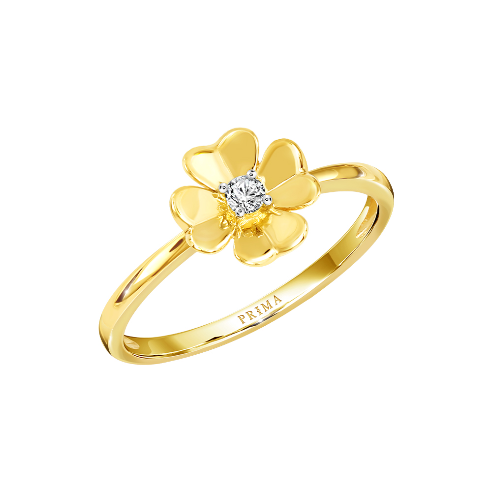 Prima Diamond Ring, 9K Yellow Gold Case, Lucky Flower Collection 991R5638-01 ราคา 9,675 บาท*ส่งฟรี