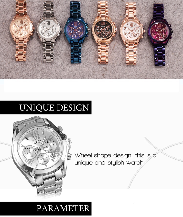 ภาพประกอบของ GEDI 2986 นาฬิกาผู้หญิง 2022 นาฬิกาลำลองผู้หญิง การเคลื่อนไหวของควอตซ์ สแตนเลส แฟชั่น ลำลอง ควอตซ์ อนาล็อก  มีสามหน้าปัด
