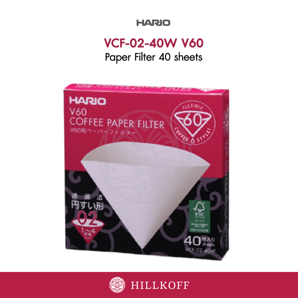 เกี่ยวกับสินค้า HILLKOFF : กระดาษกรอง Hario Paper Filter V60 02 ขนาด 1-4 cups 40 แผ่น (สีขาว) กระดาษกรองกาแฟ กระดาษดริปกาแฟ ฟิลเตอร์ดริปกาแฟ กาแฟดริป