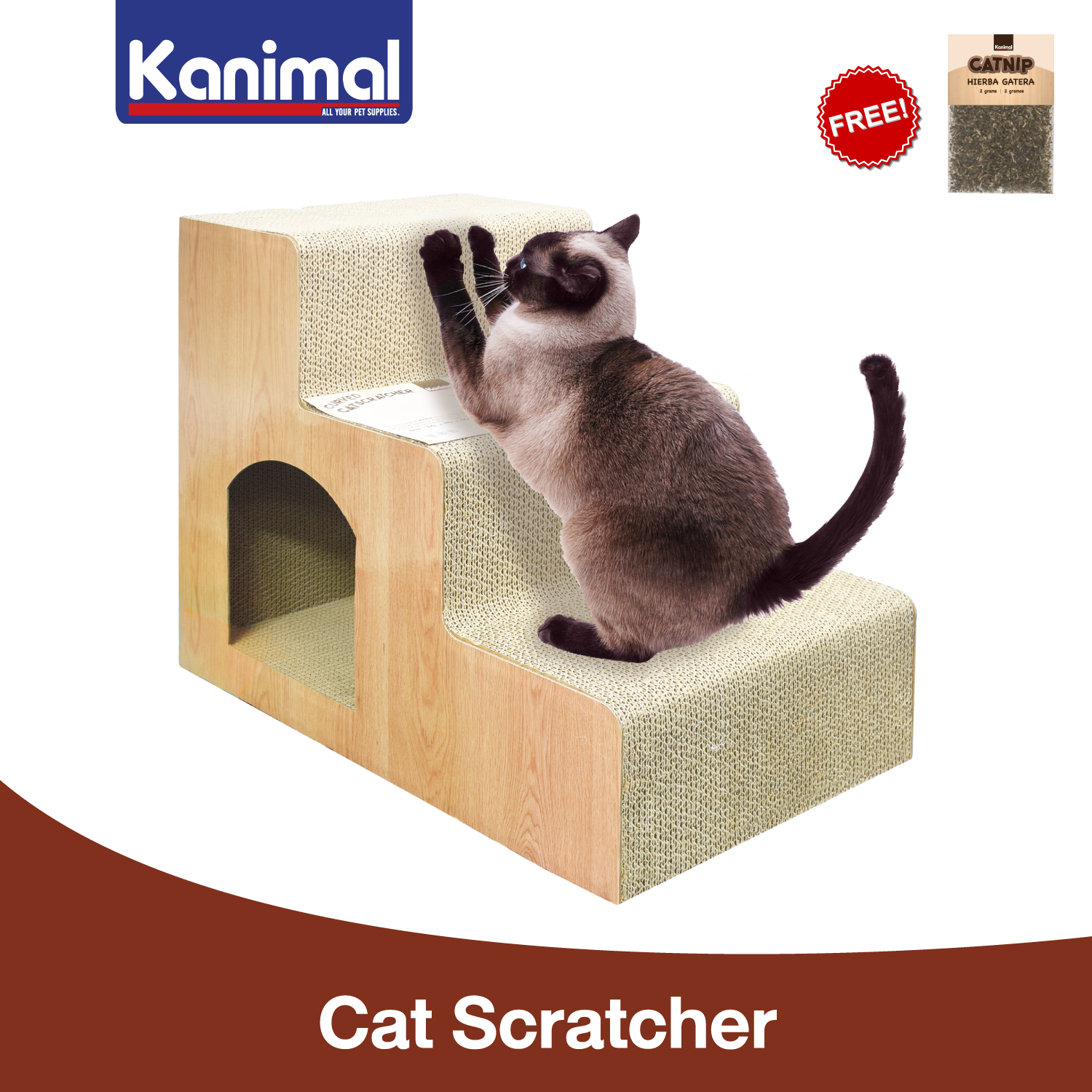 Kanimal Cat Toy Corrugated Paper Giant Stair Step (Max. Weight 70 Kg.) For Cats Size XL 60x40x50 cm. Free! Catnip ราคา 1,421 บาท*ส่งฟรี
