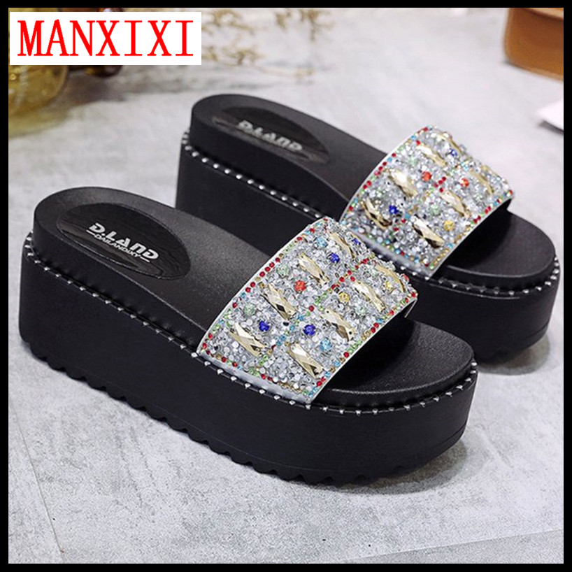MANXIXI Brand Fashion Thick Bottom Slippers 2.95 Inches Beautiful Wedge Flat Sandals For Women (Size 34-40) ราคา 441 บาท*ส่งฟรี