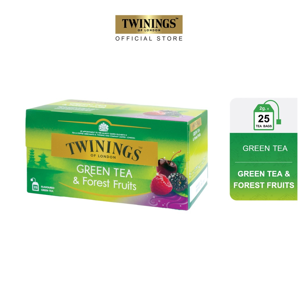 ทไวนิงส์ ชาเขียว กรีนที ฟลอเรสฟรุ๊ต ชนิดซอง 1.5 กรัม แพ็ค 25 ซอง Twinings Green Forest Fruits 1.5 g. Pack 25 Tea Bags ราคา 229 บาท*ส่งฟรี