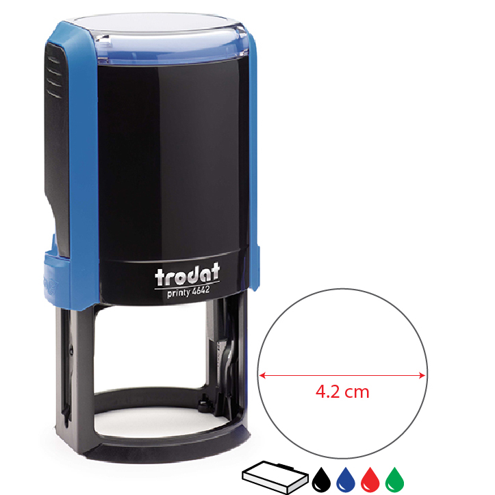 ตรายางวงกลมหมึกในตัว trodat ขนาด 4.5 cm 4.2 cm 3.8 cm 3 cm สั่งทำใส่ข้อความ หรือโลโก้ ได้ตามต้องการ