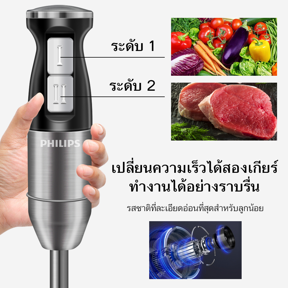 มุมมองเพิ่มเติมของสินค้า PHILIPS เครื่องปั่นมือถือ food processors and blender เครื่องปั่นมือ เครื่องปั่นด้วยมือ  เครื่องปั่นมือถือ 1200w ที่ปั่นอาหารมือจับ