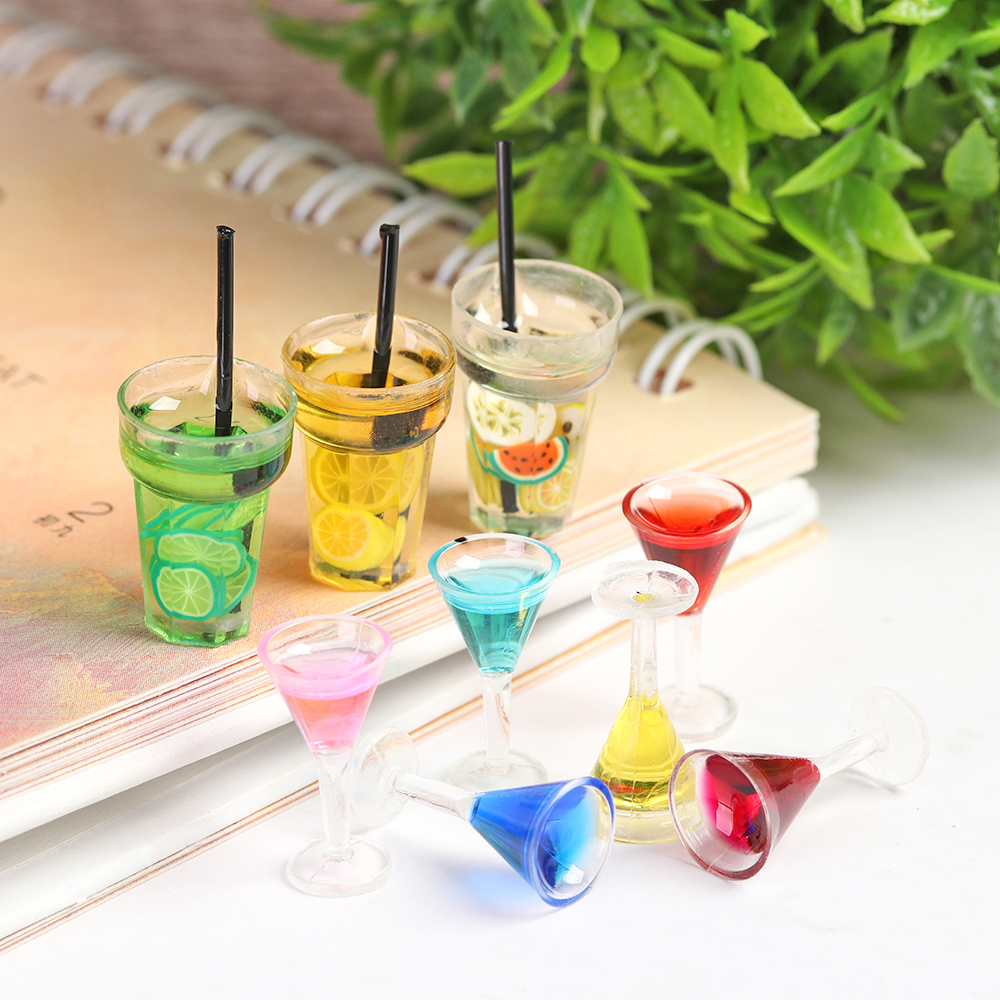SURRIP FASHION 1PC Baby Gifts Cocktail Doll Toy DIY Doll House Accessories Mini Fruit Tea Scene Model Miniature Food Play Shooting