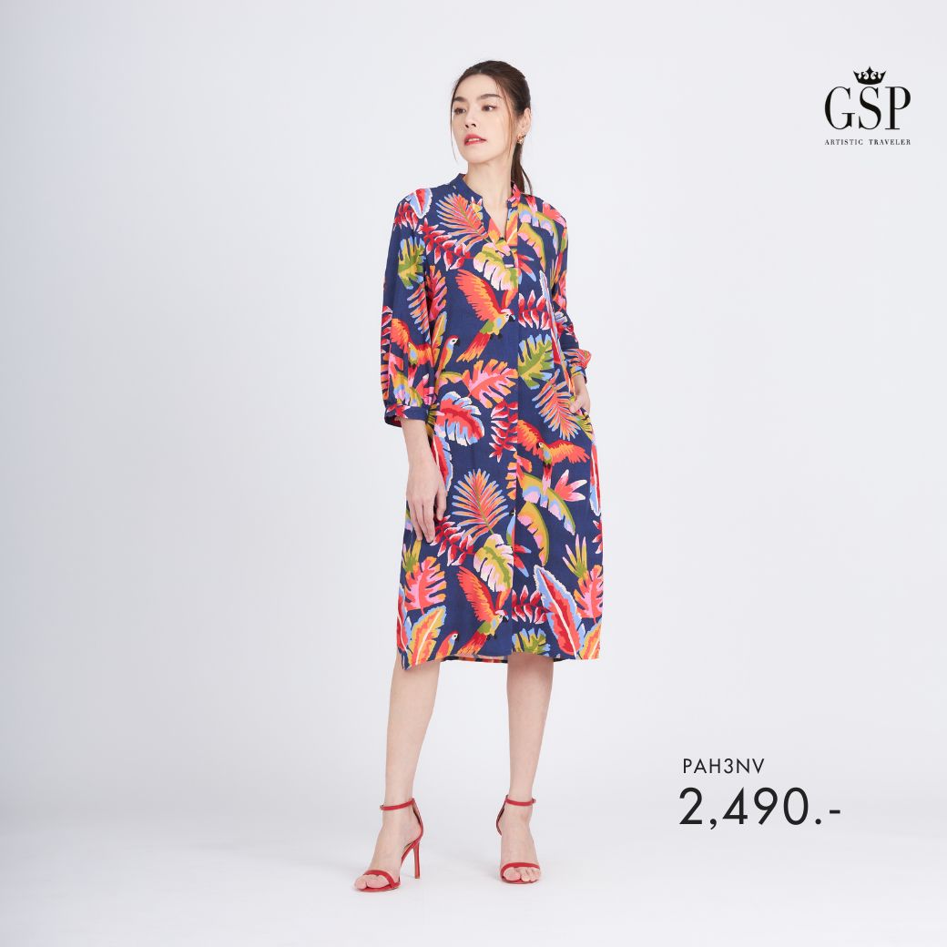 GSP เดรสผู้หญิง สกาเล็ทมาคอว์ เดรสทรงหลวม สีกรม PAH3NV ราคา 1,369 บาท*ส่งฟรี