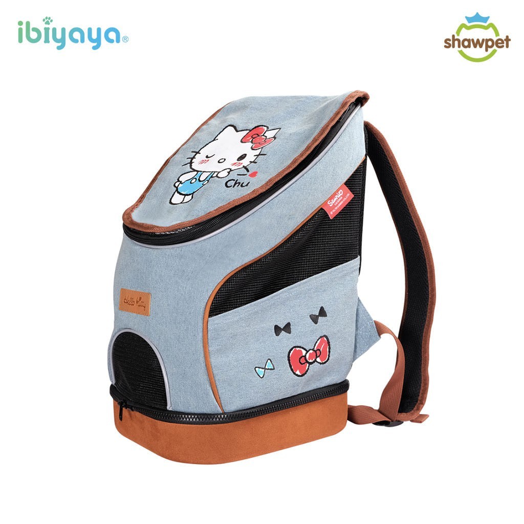 Ibiyaya กระเป๋าใส่สุนัข กระเป๋าใส่แมว กระเป๋าใส่สัตว์เลี้ยง Hello Kitty Denim Fun Lightweight Pet Backpack รับน้ำหนักได้ 6 Kg. ราคา 2,525 บาท*ส่งฟรี