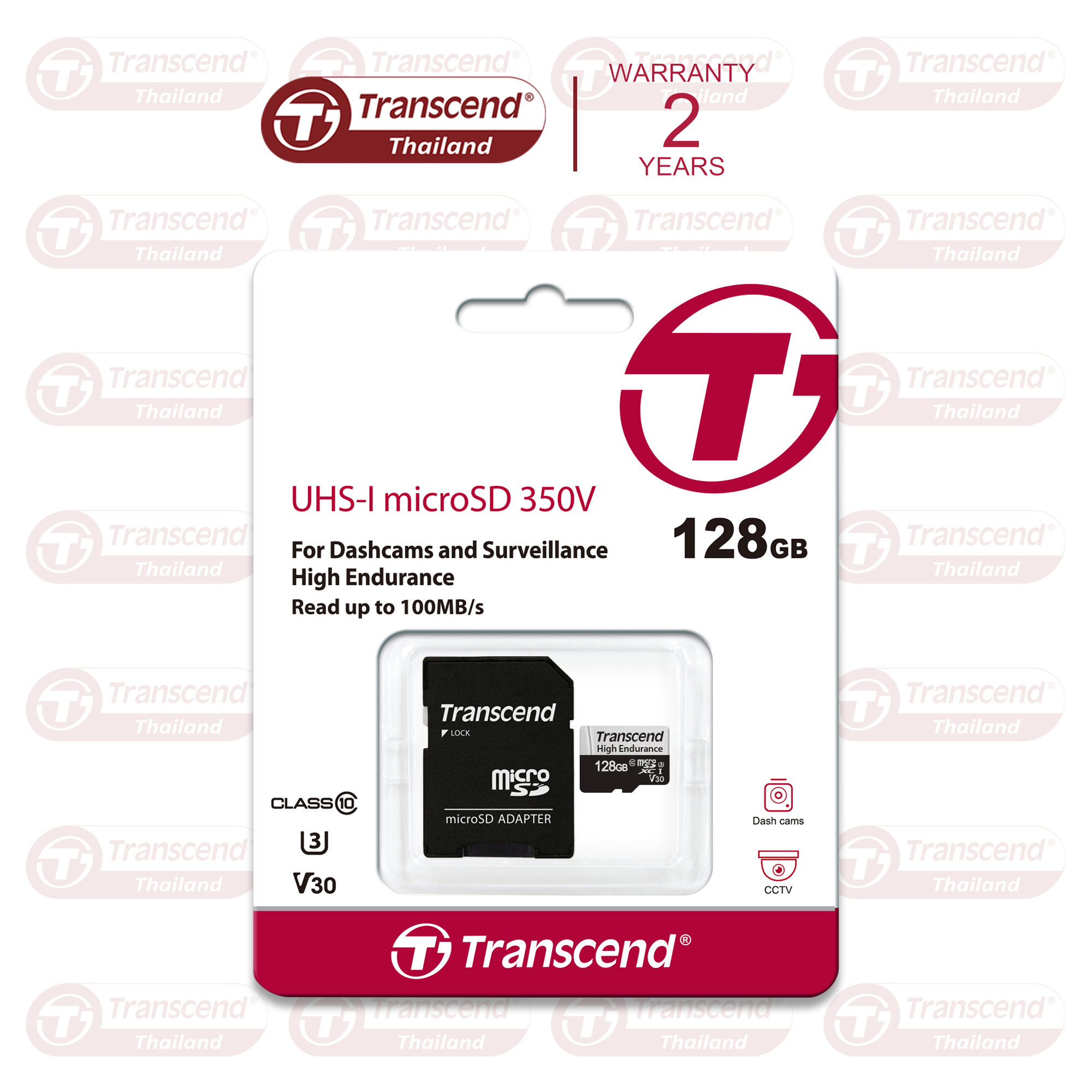 MicroSD Card 128GB : High Endurance : TS128GUSD350V : Transcend : Two-year Limited Warranty ราคา 2,490 บาท*ส่งฟรี
