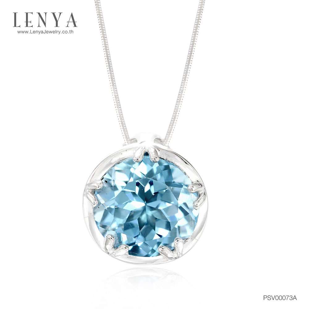 Lenya Blue Topaz Gemstone Pendant, Enhances Confidence, Clarity, and Intelligence, Size 10 Mm, 925 Sterling Silver Case, Plated with White Gold. ราคา 3,090 บาท*ส่งฟรี