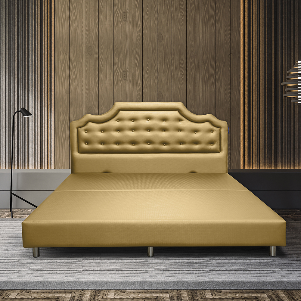 LADY AMERICANA ฐานรอง+หัวเตียง รุ่น PORTO สีทอง / หนัง PU Silk **ส่งฟรี พร้อมติดตั้ง ราคา 19,900 บาท*ส่งฟรี