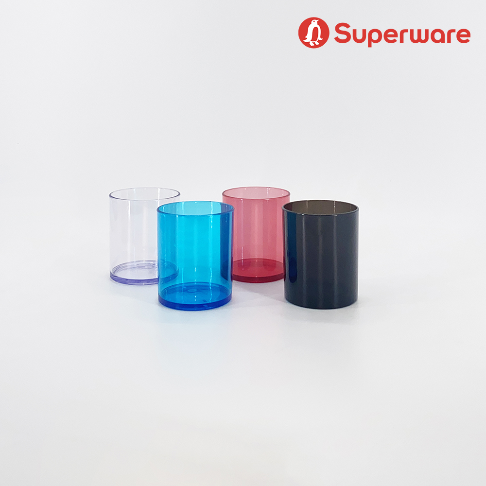 Srithai superware plastic water cup, beer mug, coffee mug, clear glass, round shape, wide mouth, Volume 400 ml. / 13.5 oz. C-34 version ราคา 29 บาท*ส่งฟรี