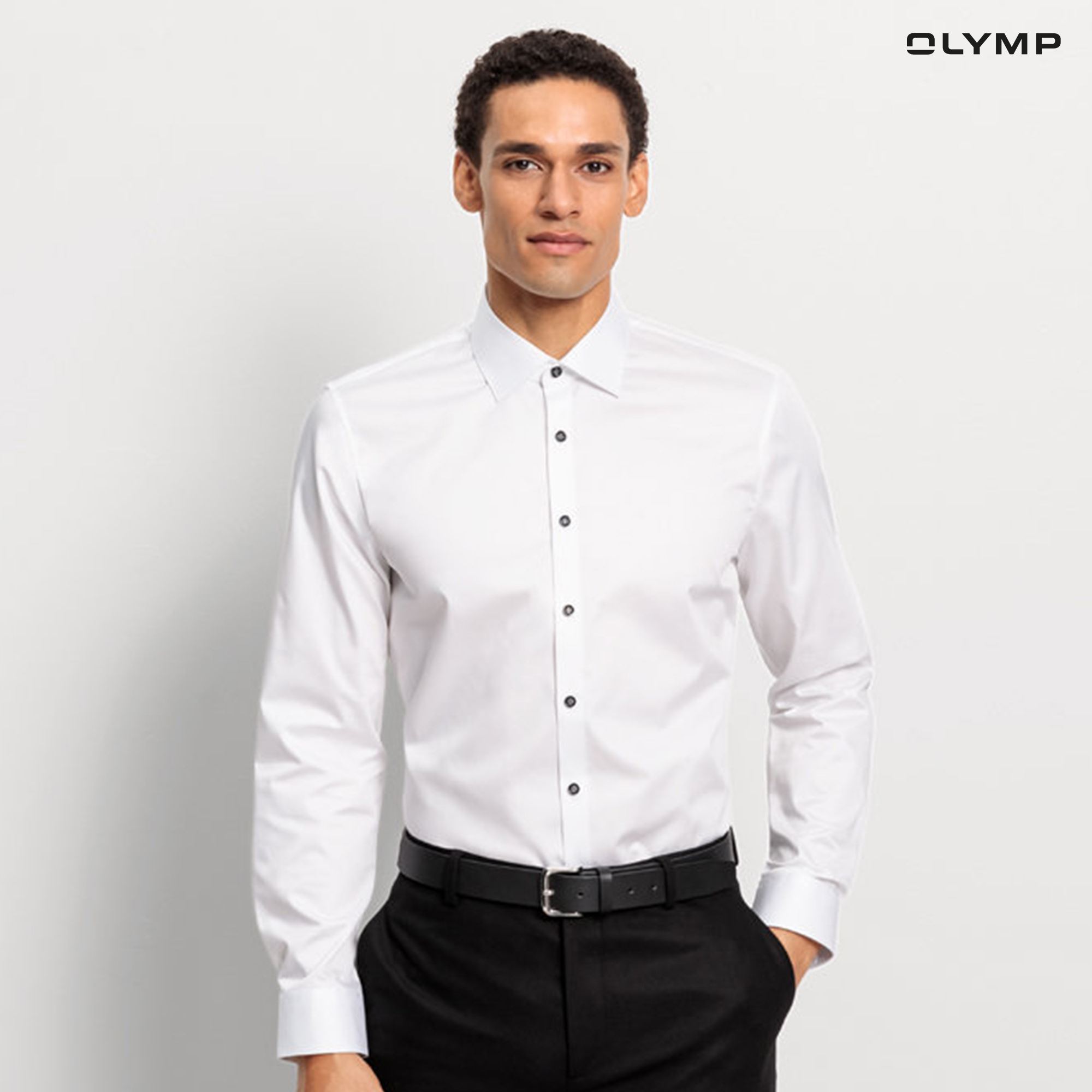 OLYMP No. Six Business shirt, super slim, New York Kent, White ราคา 1,470 บาท*ส่งฟรี