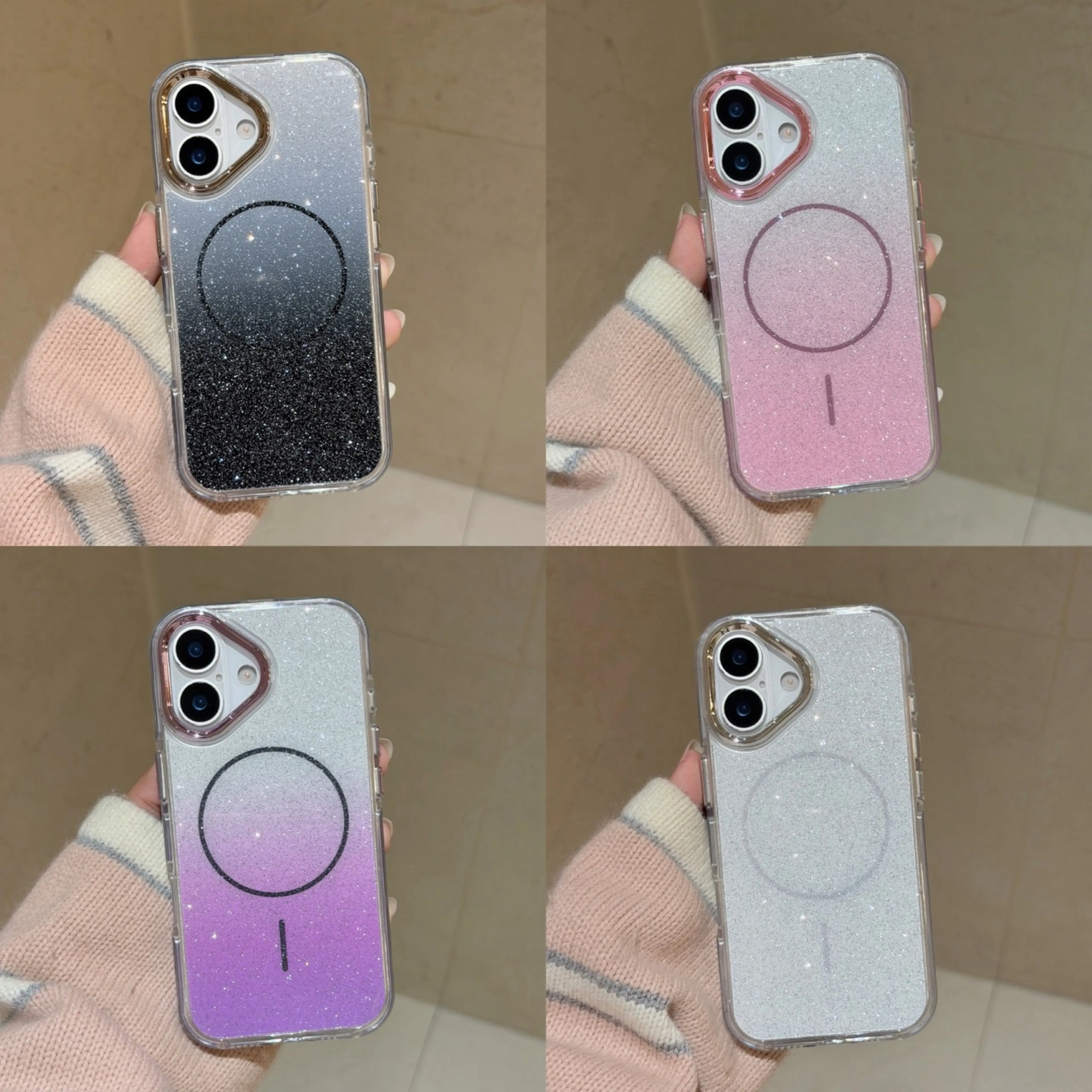 Magsafe Glitter Magnetic Case, Gradient Color, Can Be Charged, iPhone 11 12 13 14 15 16 17 Pro Max