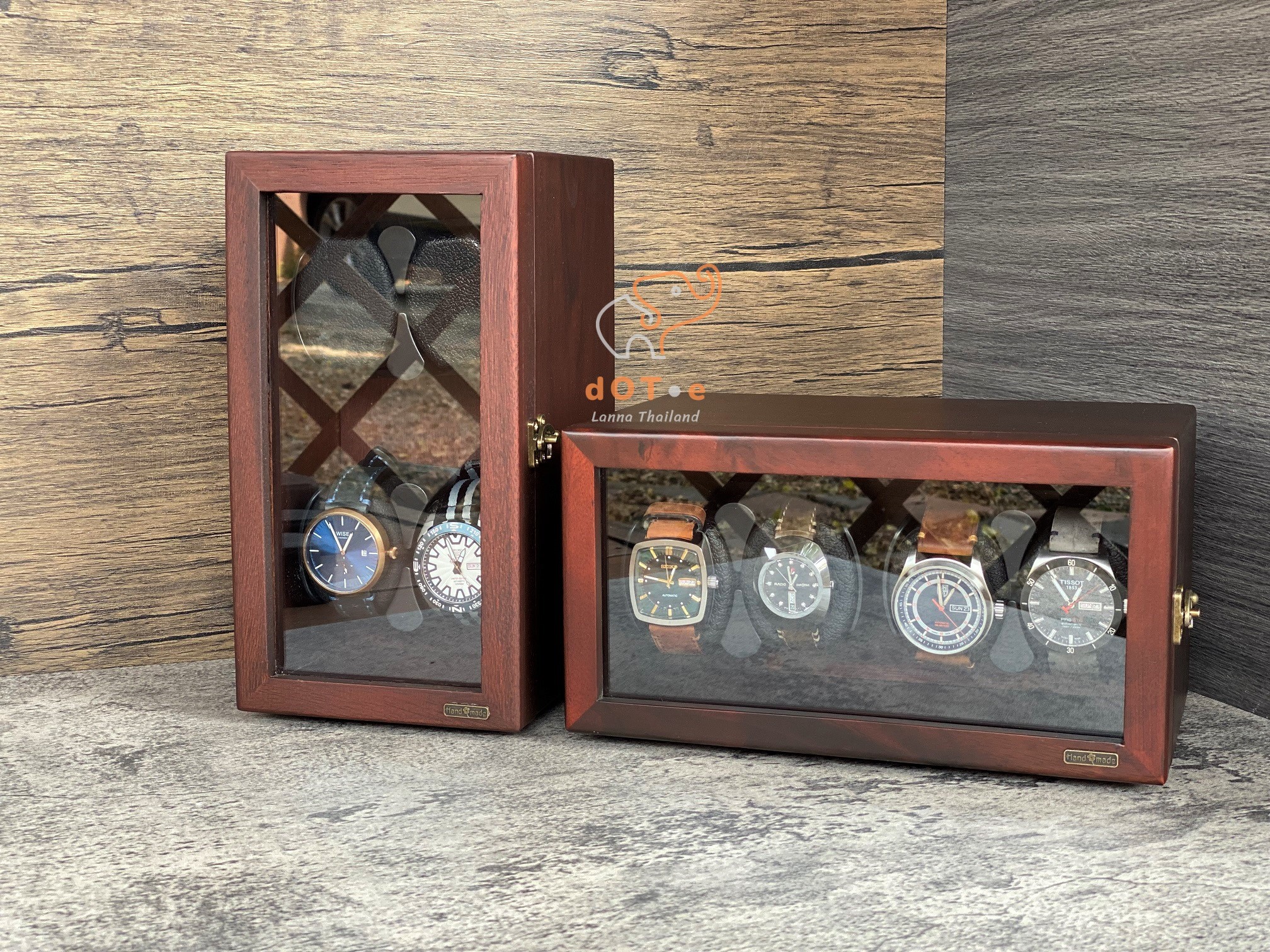 ภาพประกอบของ กล่องหมุนนาฬิกาออโต้ ไม้จามจุรี งานไทย รับประกัน 6 เดือน