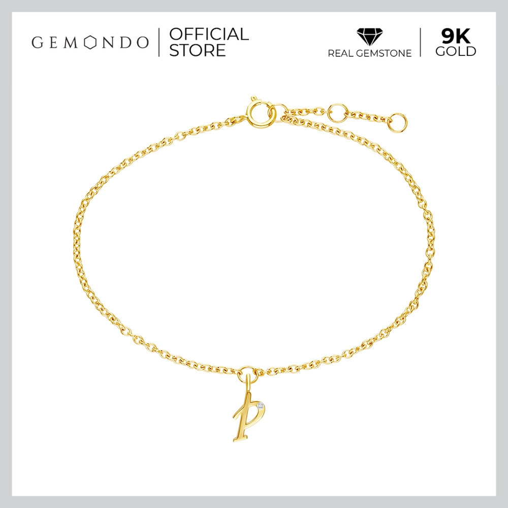 Gemondo gold 9K letter P diamond bracelet (diamond): gold bracelet with diamonds, gold letters ราคา 6,120 บาท*ส่งฟรี
