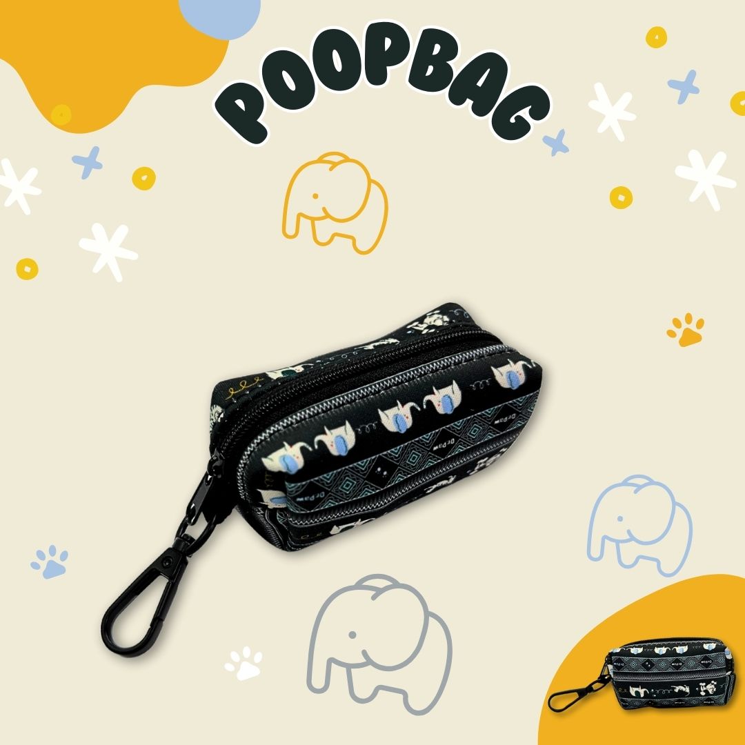 DR.PAW DOG&CAT POOPBAG MID NIGHT BLACK & GREEN MINT COLLECTION ถุงเก็บอึสุนัขและแมว ลายช้าง ราคา 250 บาท*ส่งฟรี