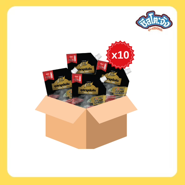 Cheesetojung : น้ำซุปชาบูเข้มข้น ชาบูน้ำดำ ชาบู น้ำดำ ยกลัง (10 ถุง)ตราเพียวฟู้ดส์ ขนาด 900 กรัม พร้อมส่ง ราคา 990 บาท*ส่งฟรี