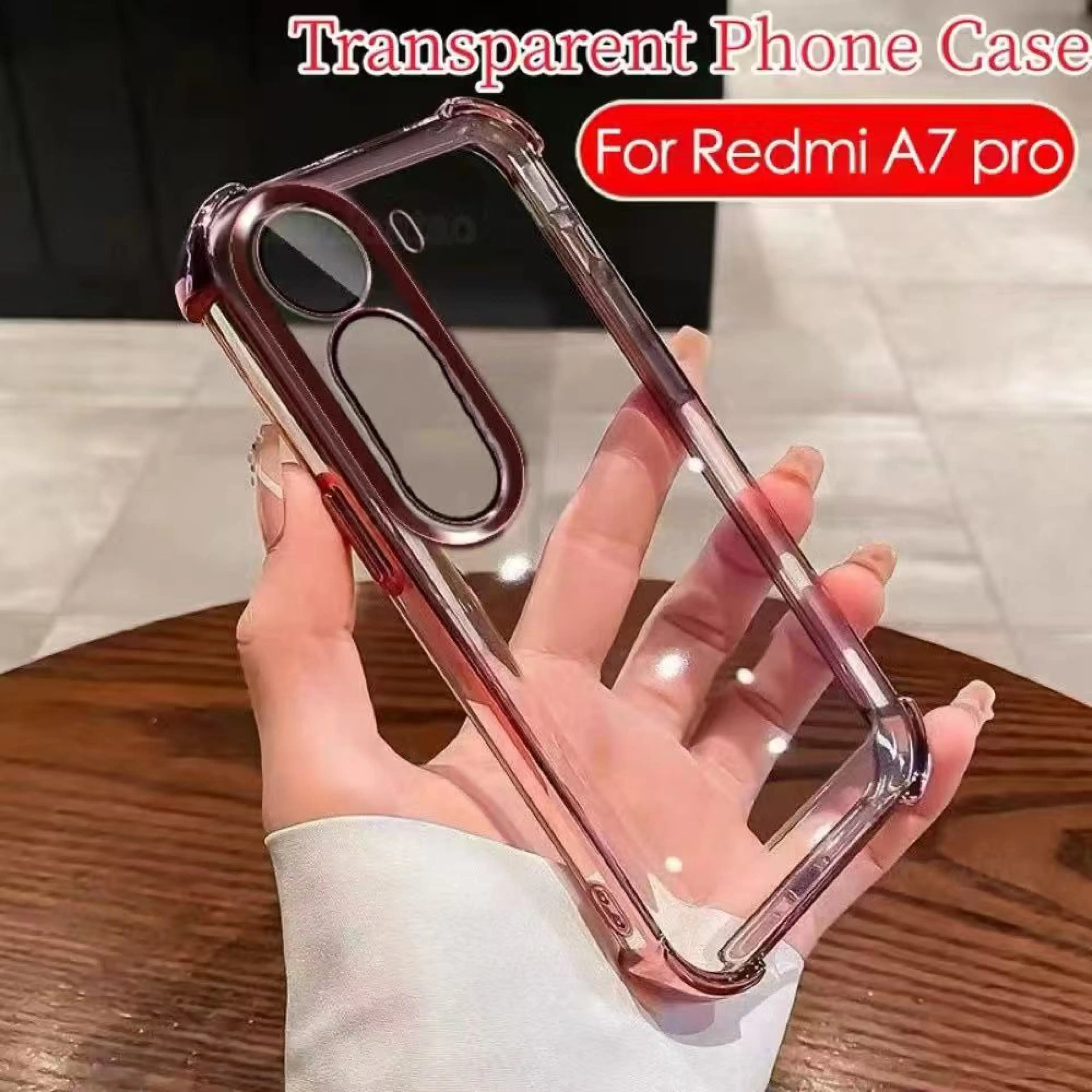 Clear Back Case with Shiny Edges for Xiaomi Redmi A7Pro Poco C85X, Soft Tpu Case with Camera Lens.