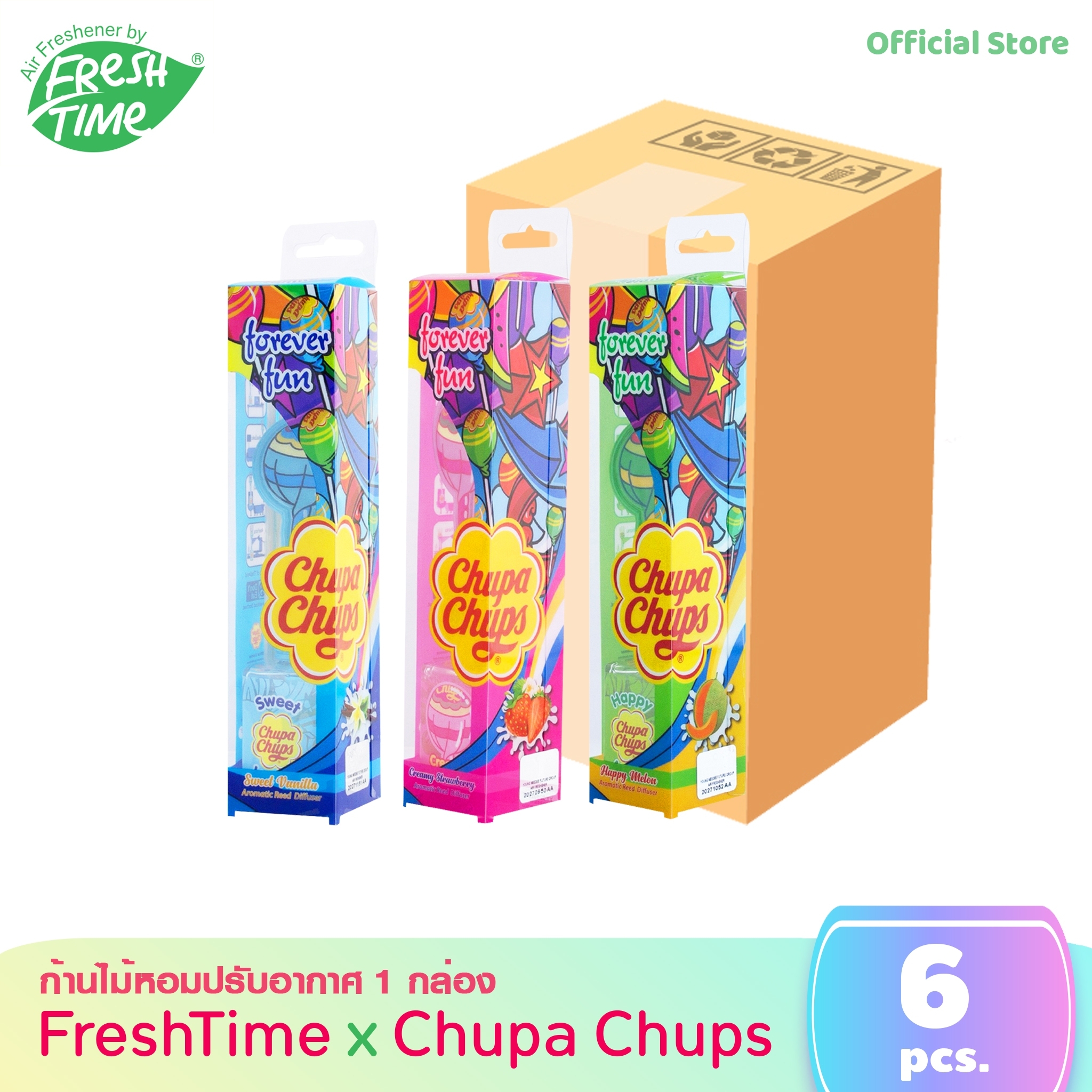 FreshTime X Chupa Chups ก้านไม้หอมปรับอากาศ 30ml (แพ็ค 6 ชิ้น) ราคา 736 บาท*ส่งฟรี