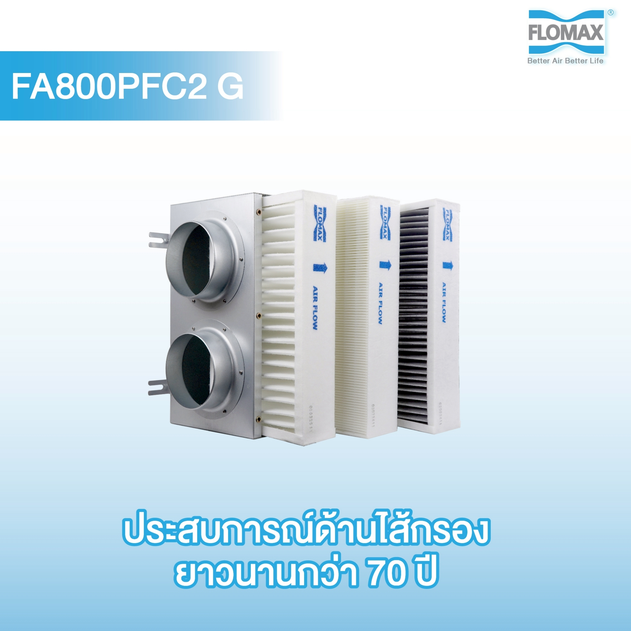 แผ่นกรองอากาศ (Filter) สำหรับระบบเติมอากาศบริสุทธิ์ Flomax Clean Air Plus รุ่น FA800PFC2 G ราคา 499 บาท*ส่งฟรี