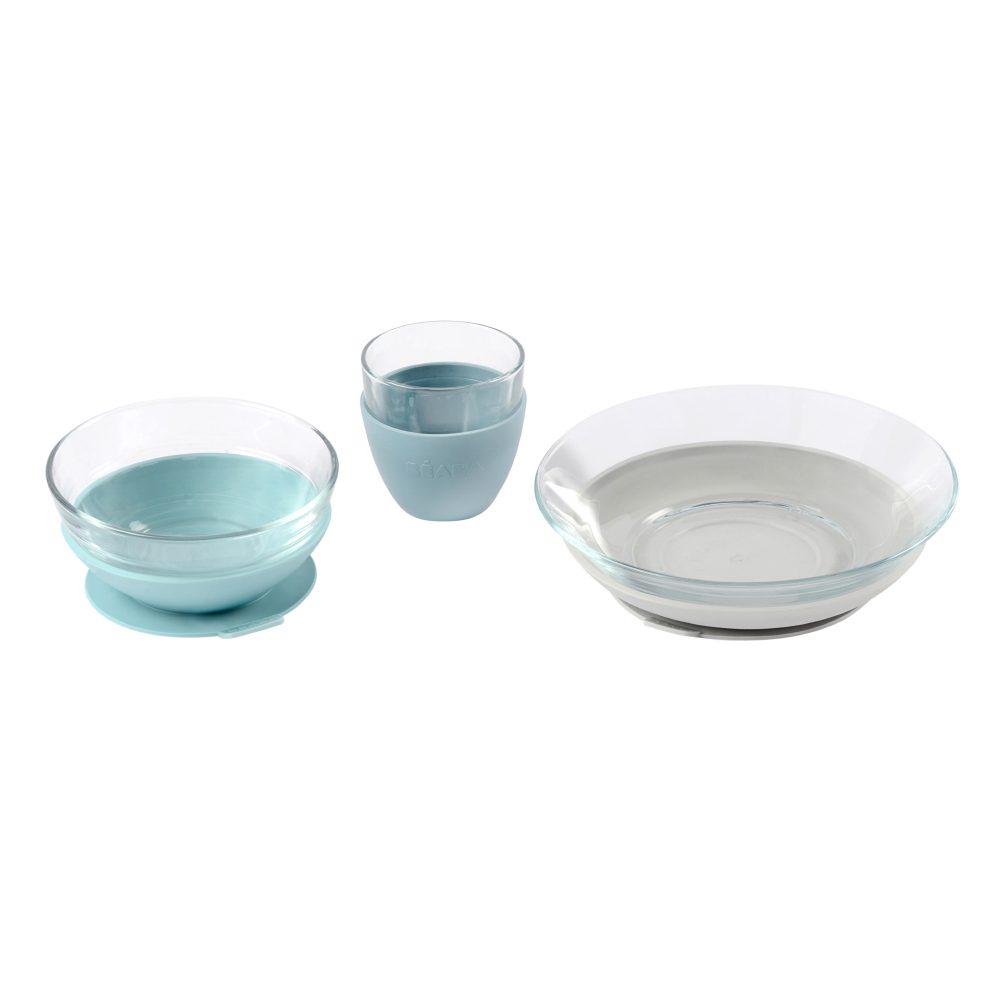 Beaba Set of Plates, Bowls, and Drinking Glasses Made from High Quality Tempered Glass. Duralex Glass Meal Set with Soft Protective Suction Pad - Jungle ราคา 2,190 บาท*ส่งฟรี