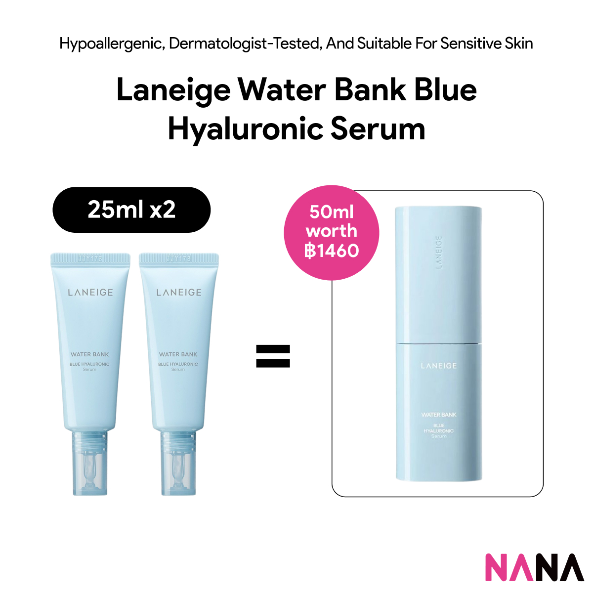 Laneige Water Bank Blue Hyaluronic Serum Sample Pack (25ml X 2/1) ราคา 580 บาท*ส่งฟรี