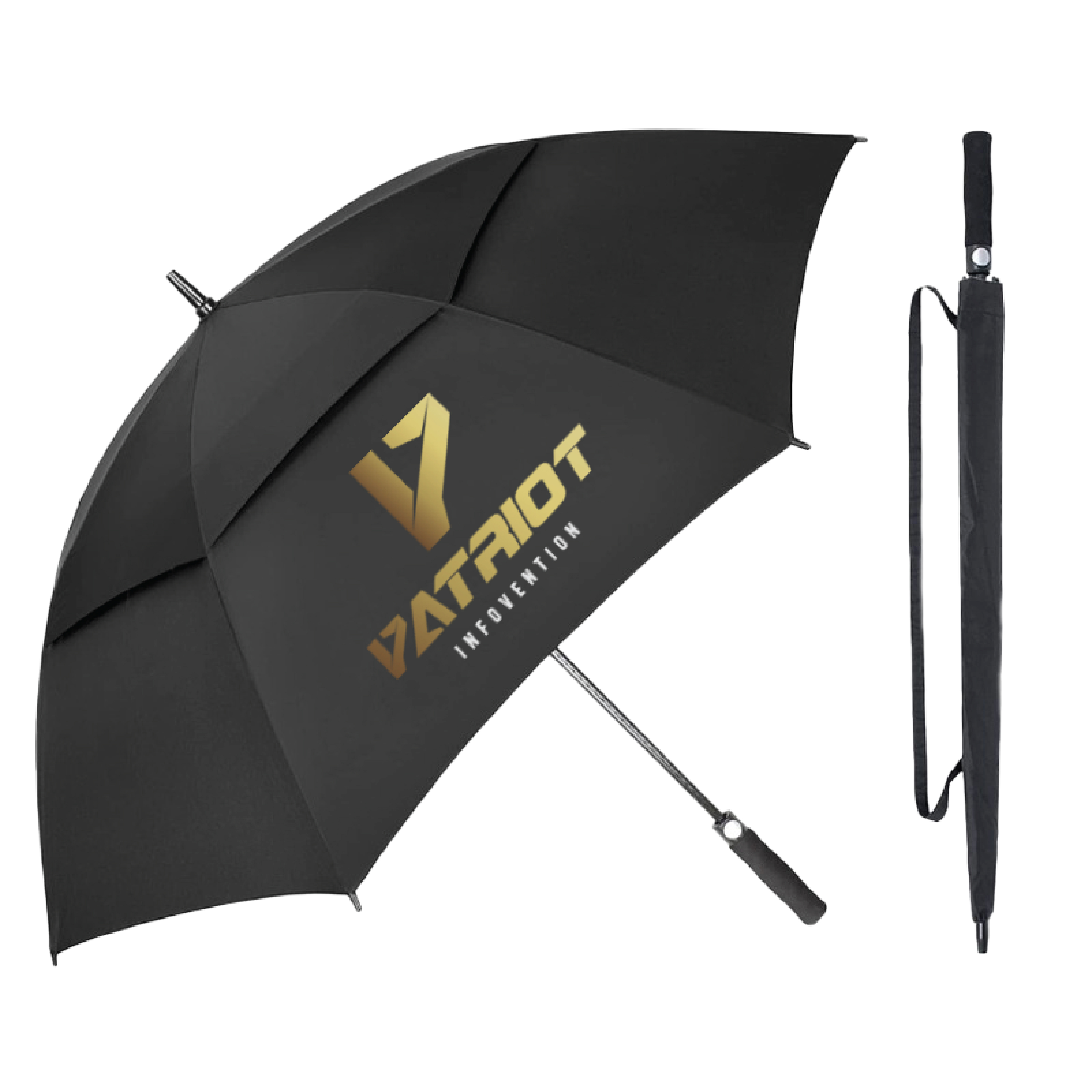 Patriot Umbrella, 30-Inch Golf Umbrella, Automatic Opening Button (Auto Open), 2-Layer Umbrella Fabric, Uv Protection, Black. ราคา 645 บาท*ส่งฟรี