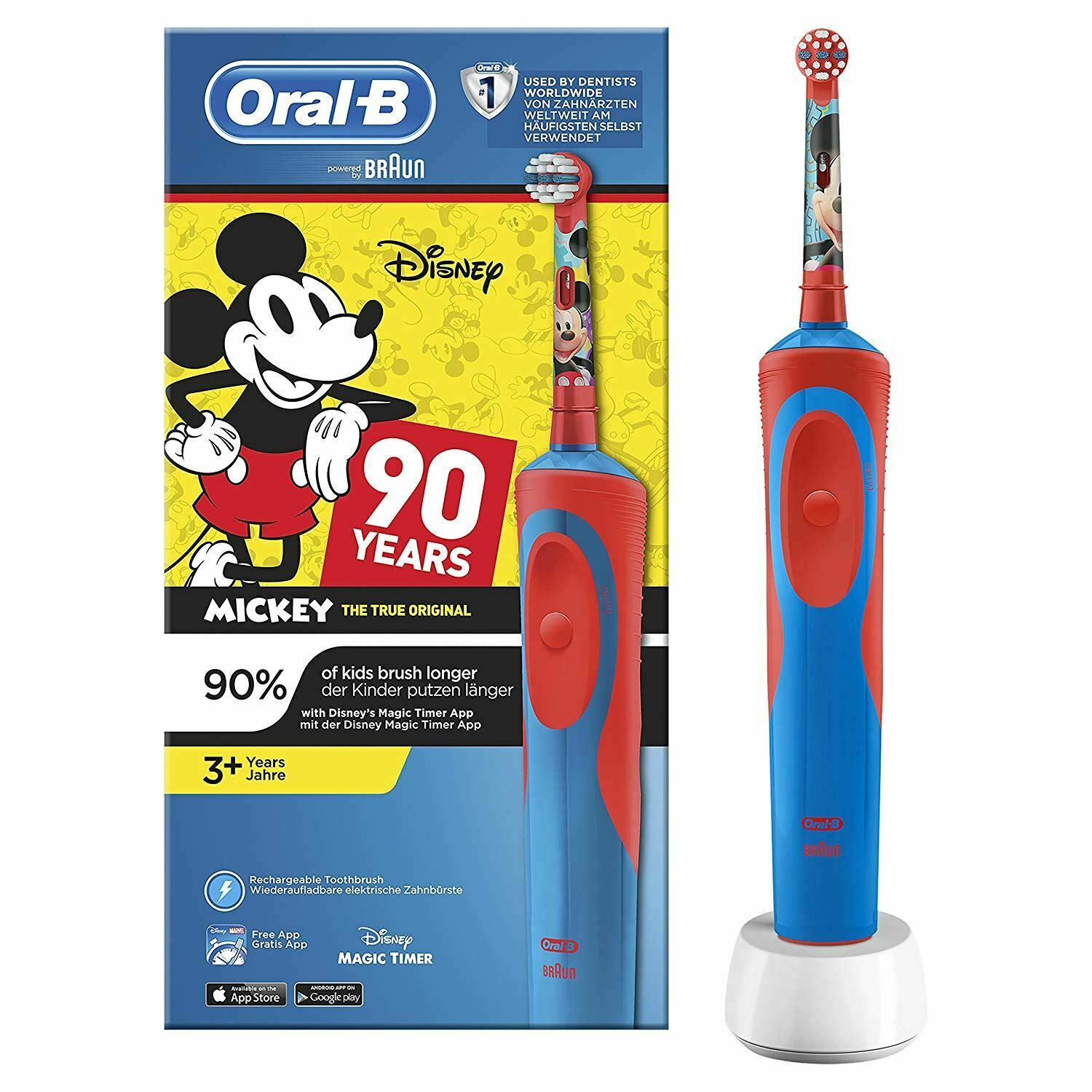แปรงสีฟันไฟฟ้า ช่วยดูแลสุขภาพช่องปาก แม่ฮ่องสอน Oral B Kids Electric Toothbrush with Magic Timer  Mickey Mouse 90 Years