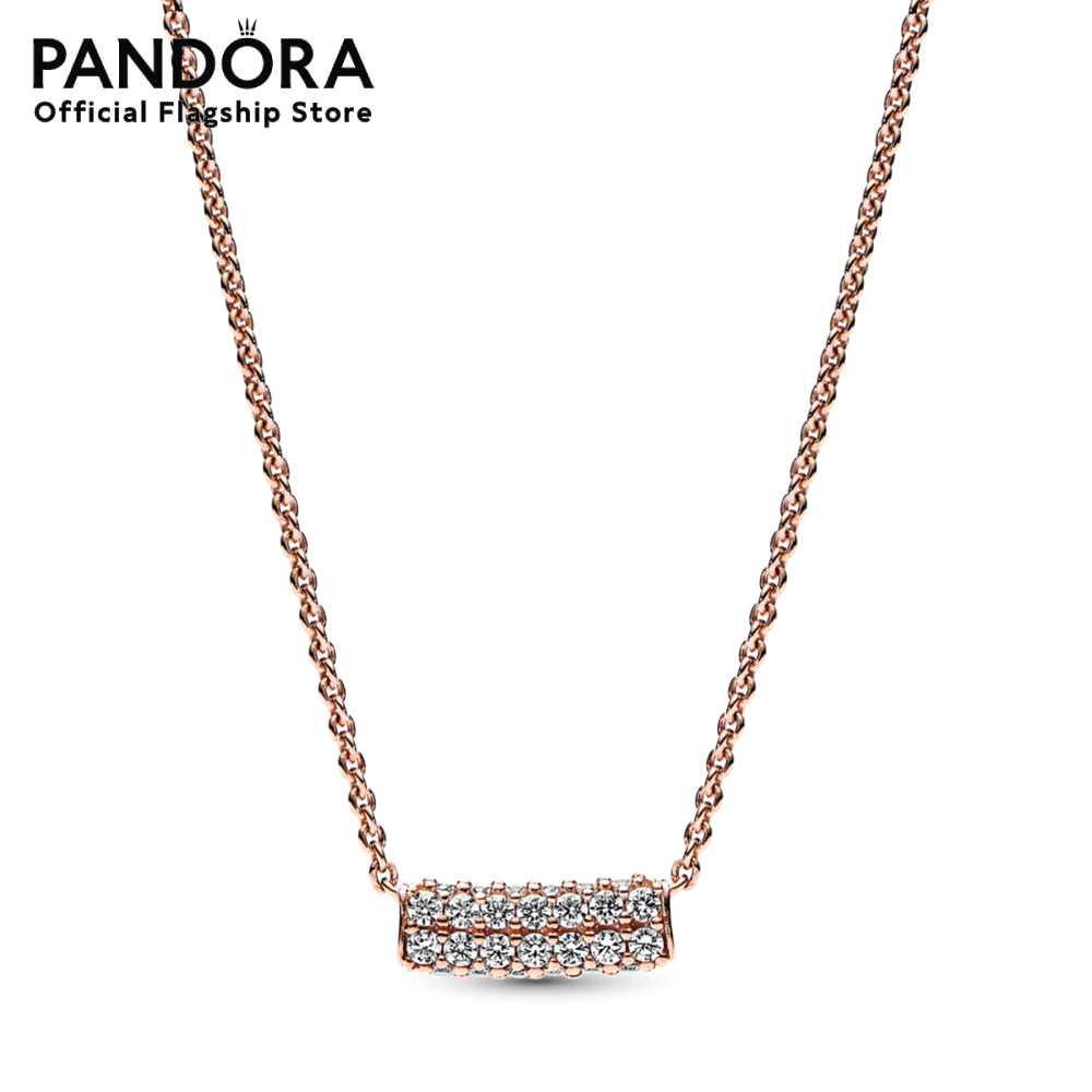 Pandora 14k Rose gold-plated necklace with clear cubic zirconia เครื่องประดับ สร้อยคอ สร้อยคอสีโรส สร้อยแพนดอร่า แพนดอร่า ราคา 9,500 บาท*ส่งฟรี