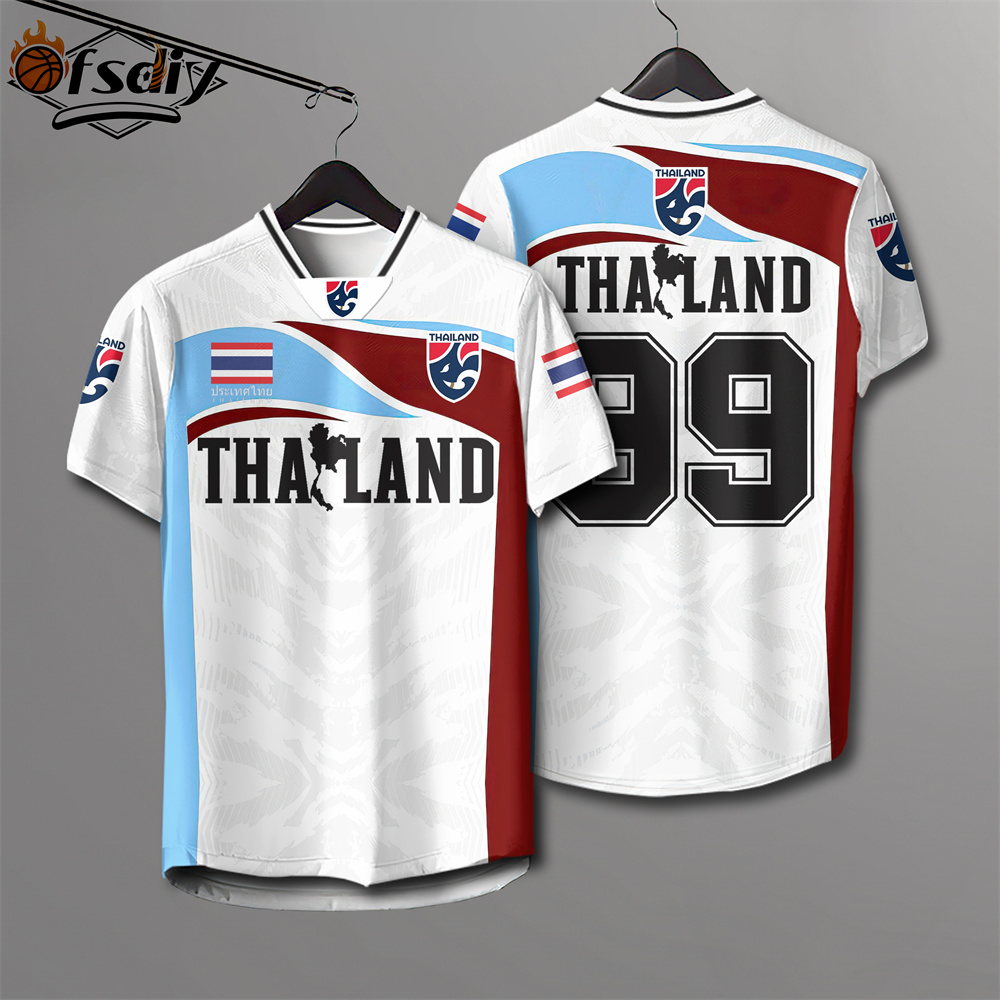 [Ofsdiy] Thai national team shirt men’s football suit loose V neck T-shirt short sleeve breathable plus size