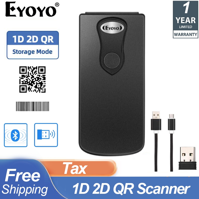 Eyoyo Bluetooth 1D Qr 2D Barcode Scanner, USB Wired & 2.4g Wireless & Bluetooth Bar Code Reader, Portable Ccd Screen Scanning Pdf417 Data Matrix Image Scanner Work Pc, Android ราคา 1,499 บาท*ส่งฟรี