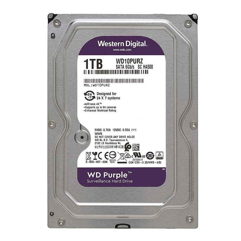 Hdd 1Tb Wd Hard Disk Wd Purple 1Tb for Cctv 3 Year Warranty ราคา 5,590 บาท*ส่งฟรี