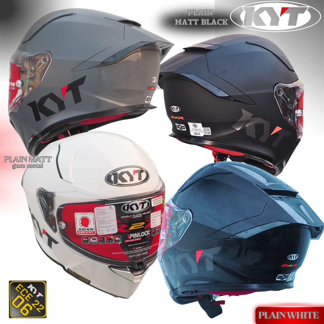 KYT R2R ,plain colorj,chin-covered helmet has built-in sunglasses. Supports Bluetooth headphones, ECE 22.06 standard ราคา 4,886 บาท*ส่งฟรี