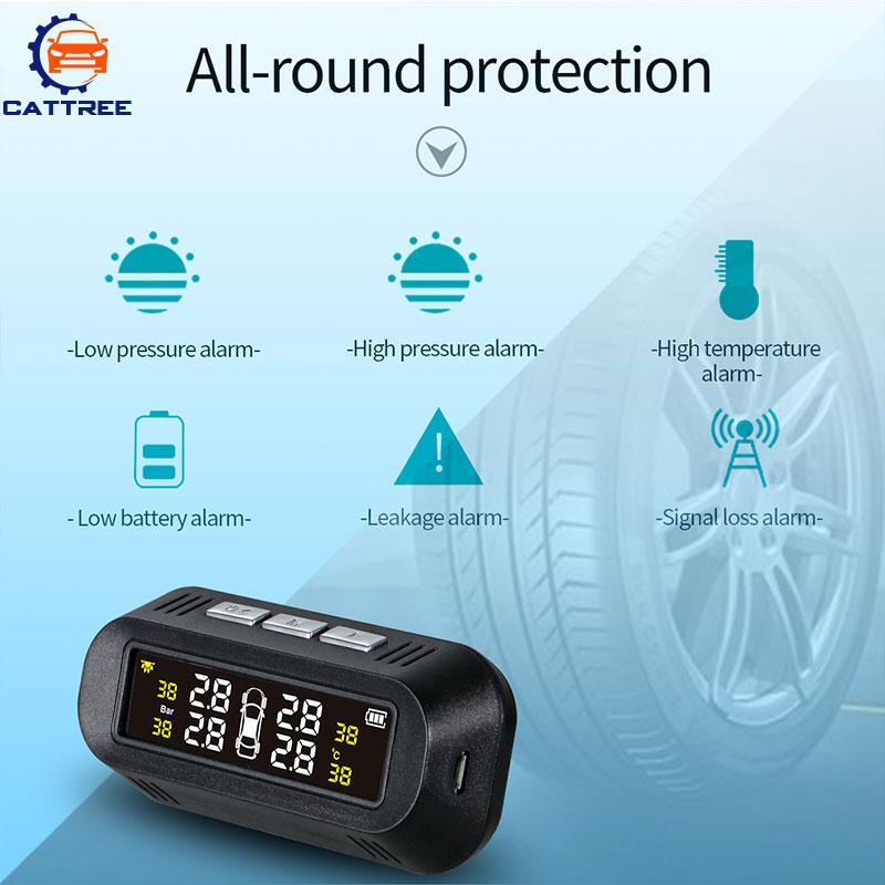 Cattree Car Tire Monitoring TPMS Tire Pressure Monitoring System High Performance Black Language Alert LCD Tire Pressure Alarm Anti-Explosion Low Energy Wireless Car Accessories Cattree Car Tire Monitoring TPMS Tire Pressure Monitoring System High Performance Black Language Alert LCD Tire Pressure Alarm Anti-Explosion Low Energy Wireless Car Accessories