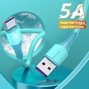 สินค้า 5A USB Type-C Fast Charge Liquid Light Cable 1M/2M ซิลิโคนสาย USB สาย Micro USB For Xiaomi H Samsung OPPO VIVO REALME สาย iPhone สำหรับ 14 14Plus 13 13Pro MAX 12 11 X XR 8 7 6 5 SE รับประกัน 1 ปี