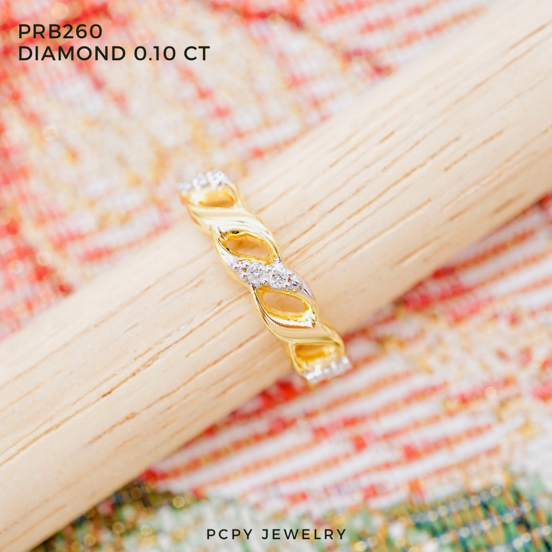 [Pcpy Jewelry] Genuine Diamond Ring 💎 Belgian Cut Diamonds, 100 Carats, 9K Real Gold (37.5% Gold), Available for Sale, Comes with a Guarantee Card [9Kprb260] ราคา 17,990 บาท*ส่งฟรี