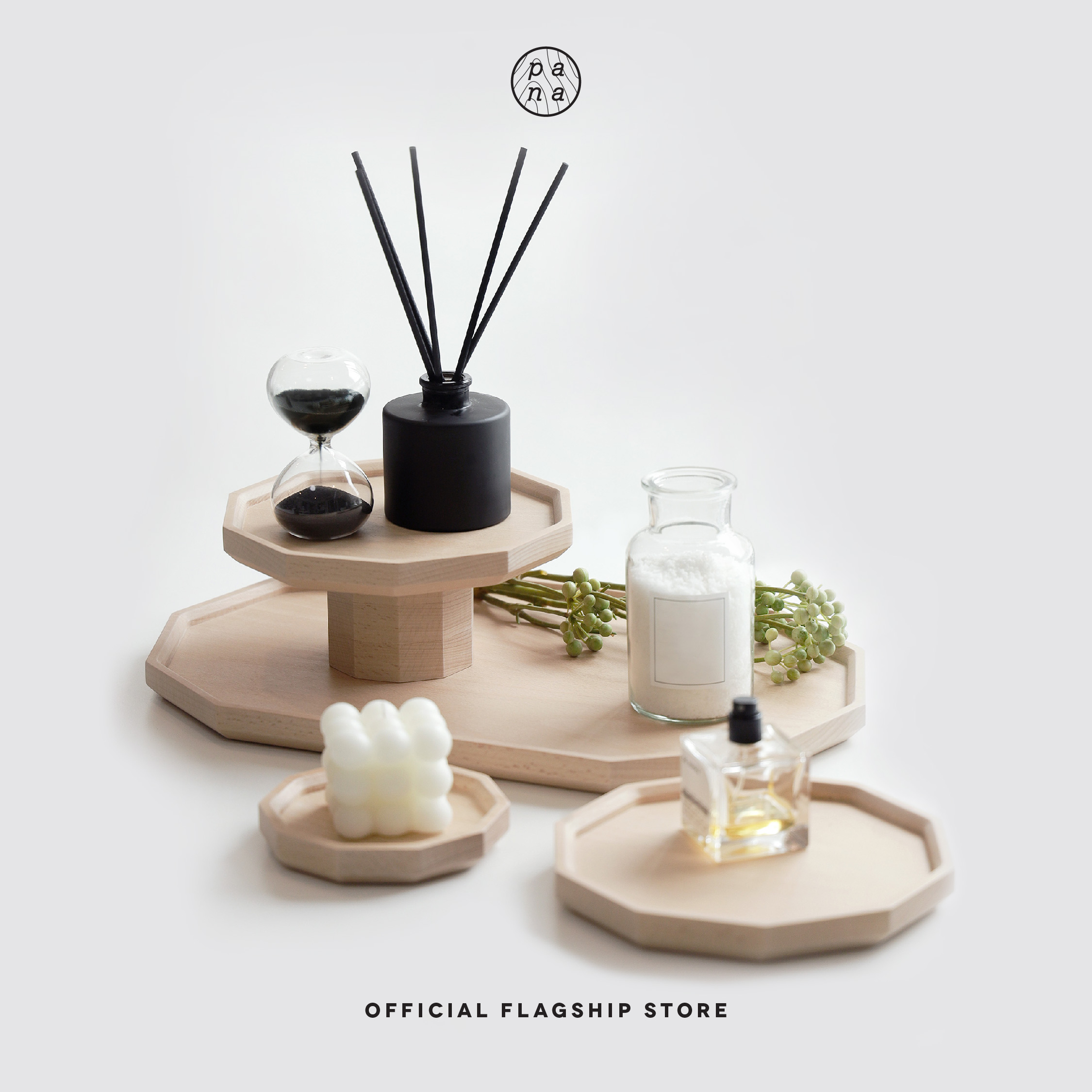 Pana Objects RAVIN DECA TRAY SET: เซ็ตถาดไม้เอนกประสงค์ ทรงสิบเหลี่ยม ราคา 2,108 บาท*ส่งฟรี