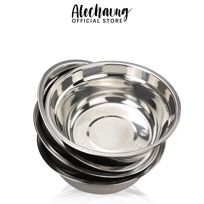 Alechaung กะละมังสแตนเลส ชามใส่อาหาร ชามสแตนเลส ถ้วยสแตนเลส กาละมังสแตนเลส ถ้วยสแตนเลสกลม ชามสแตนเลสแท้ กระมังแสตนเลส Stainless steel bowl ราคา 18 บาท*ส่งฟรี
