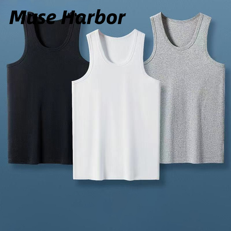 Muse Harbor ราคาถูกฤดูร้อนเสื้อกั๊กผู้ชาย Blooming I-shaped เสื้อกั๊ก border Men's Casual SLING เสื้อยืดหลวมสบายๆ Multi-Purpose Vest ราคา 32 บาท*ส่งฟรี