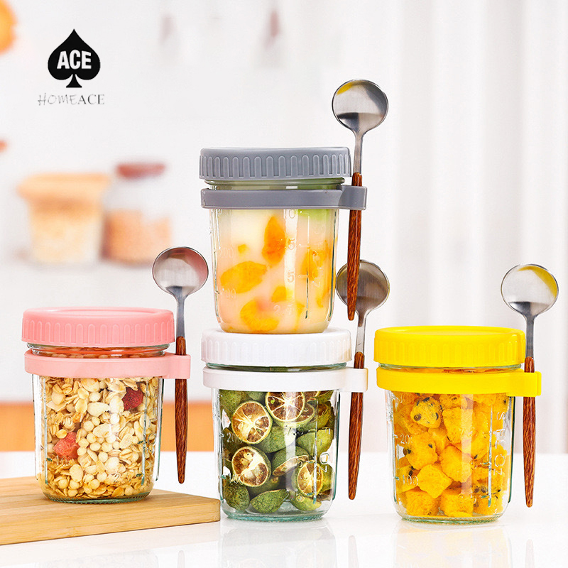 Home Ace.ถ้วยข้าวโอ๊ตพร้อมช้อน ขนาด350มล. แบบพกพา สําหรับนักเรียน สํานักงาน คนงานอาหารเช้า ราคา 34 บาท*ส่งฟรี