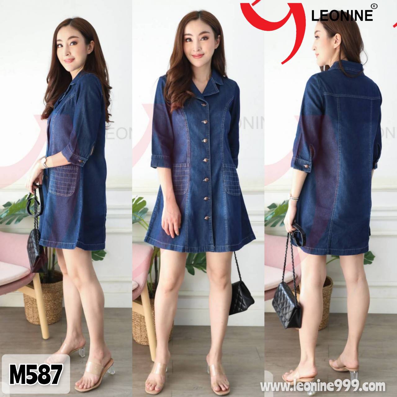 เดรสยีนส์ Dress Jeans มินิเดรสยีนส์ แซกยีนส์ ชุดเดรสยีนส์สั้น Leonine M587 ราคา 790 บาท*ส่งฟรี