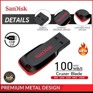สินค้า แฟลชไดร์ฟ SANDISK Flash Drive CRUZER BLADE USB 2.0 (SDCZ50-B35) 8GB 16GB 32GB 64GB 128GB แฟลชไดร์ Flashdrive ดิสก์U อุปกรณ์จัดเก็บข้อมูล