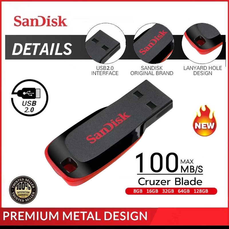 ภาพหน้าปกสินค้าแฟลชไดร์ฟ SANDISK Flash Drive CRUZER BLADE USB 2.0 (SDCZ50-B35) 8GB 16GB 32GB 64GB 128GB แฟลชไดร์ Flashdrive ดิสก์U อุปกรณ์จัดเก็บข้อมูล