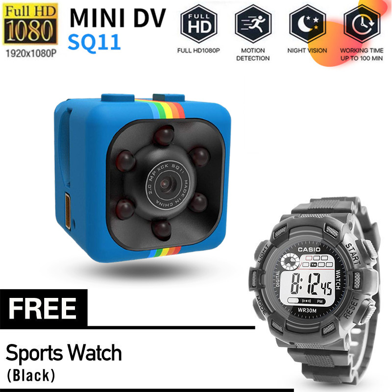 [with free sports watch ]  miniature camera hidden camera DV motion camera 140° wide-angle IR surveillance camera SQ11 miniature camera