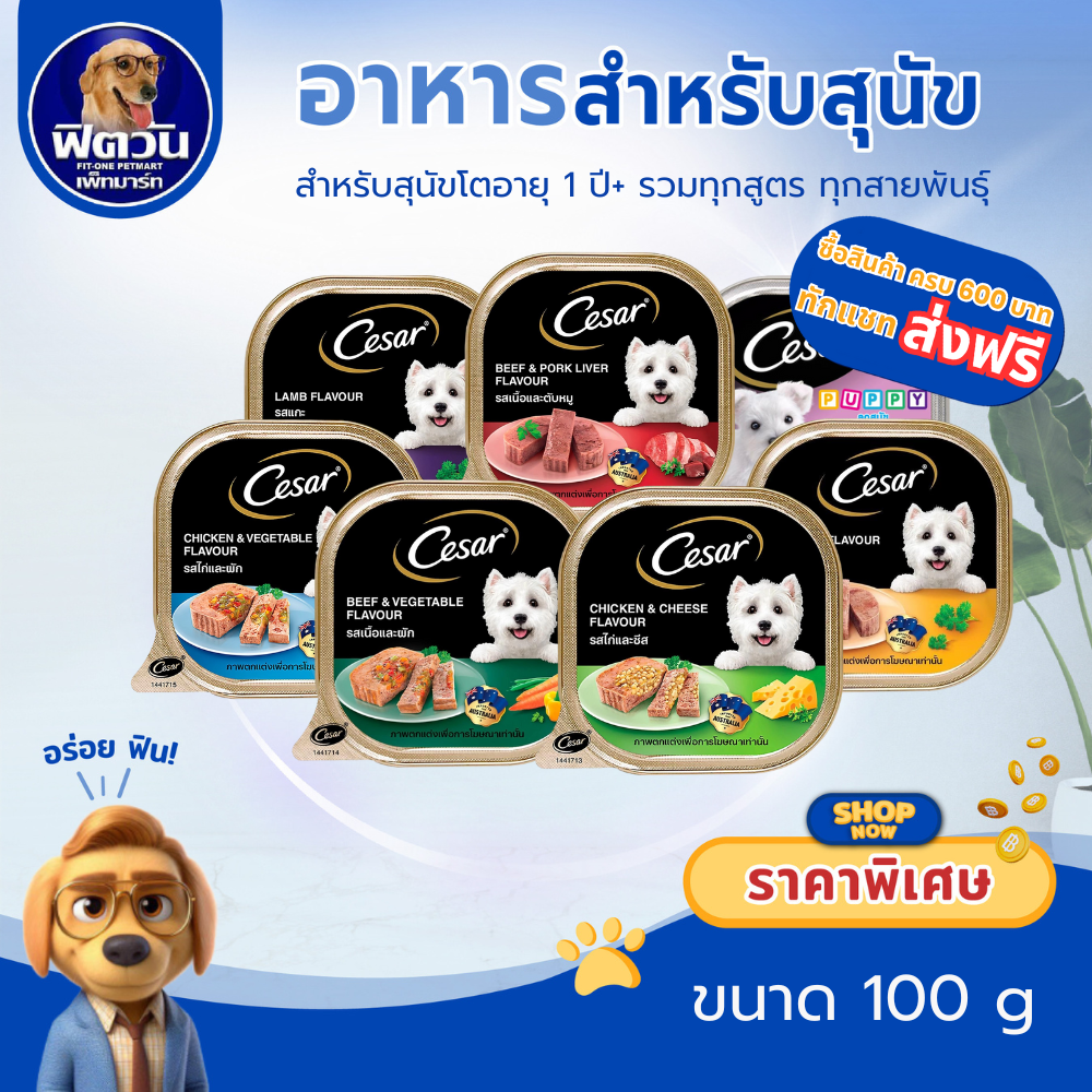 อาหารถาดสุนัข ซีซาร์ ขนาด 100 กรัม**(X24ถาด)** ราคา 880 บาท*ส่งฟรี