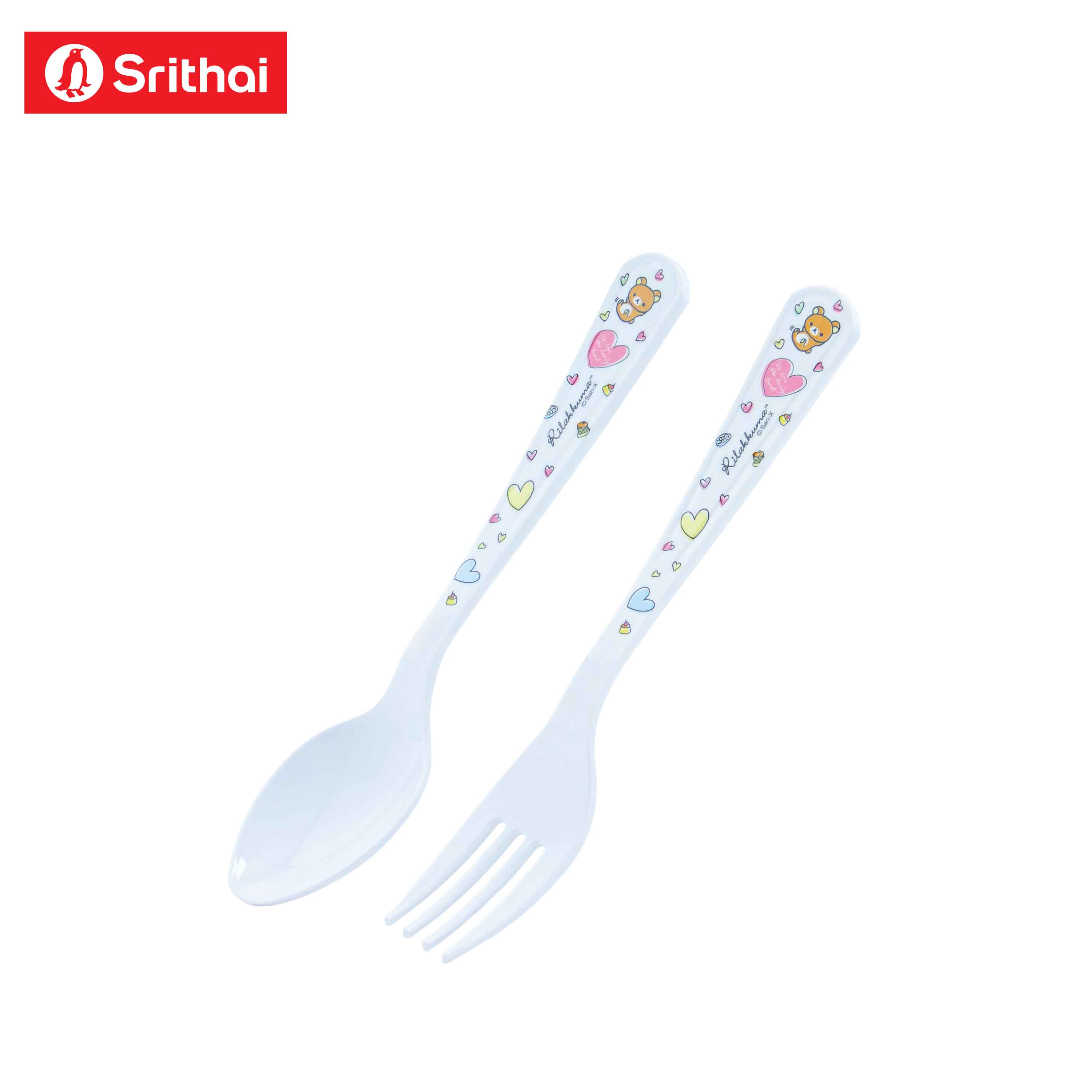 Srithai Melamine ชุดช้อนส้อมชา เมลามีน ลาย Rilakkuma lovely heart SP/F 359 ราคา 54 บาท*ส่งฟรี