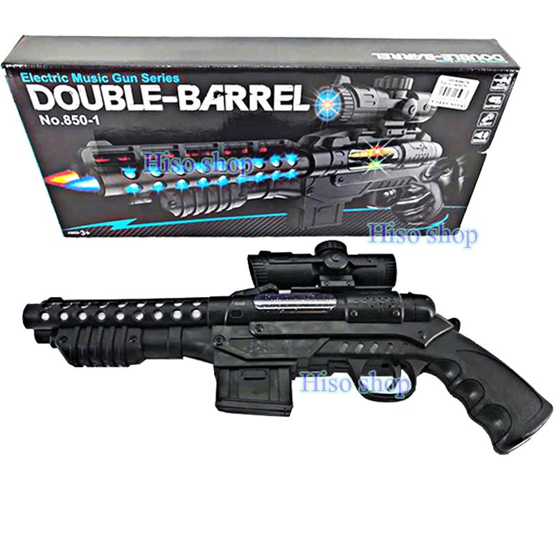 ปืนของเล่นลูกซอง Double Barrel Electric Music Gun มีเสียง มีไฟ สีสันสดใสสวยงาม น่าเล่นมากๆค่ะ ราคา 294 บาท*ส่งฟรี