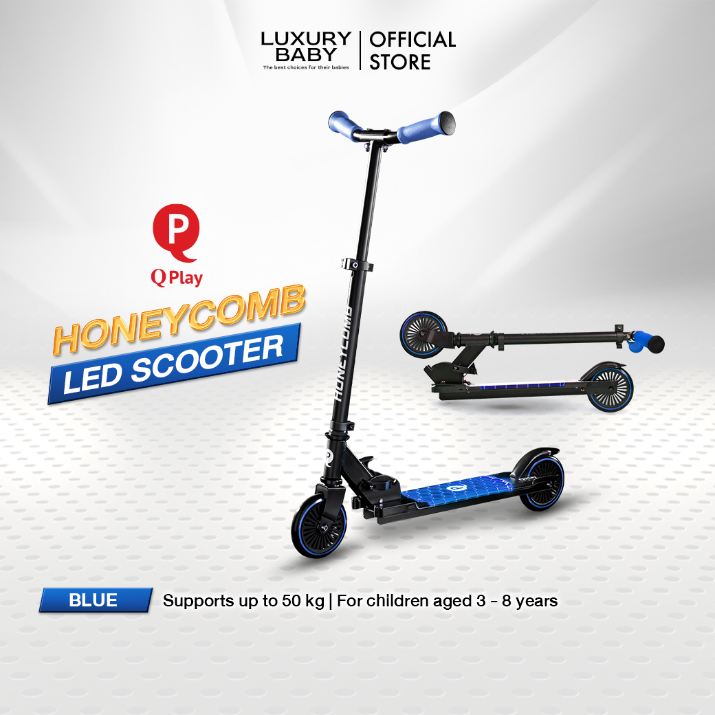 [Children's Scooter] | Qplay Honeycomb Led Scooter [Blue] for 3-8 Years Old ราคา 4,490 บาท*ส่งฟรี