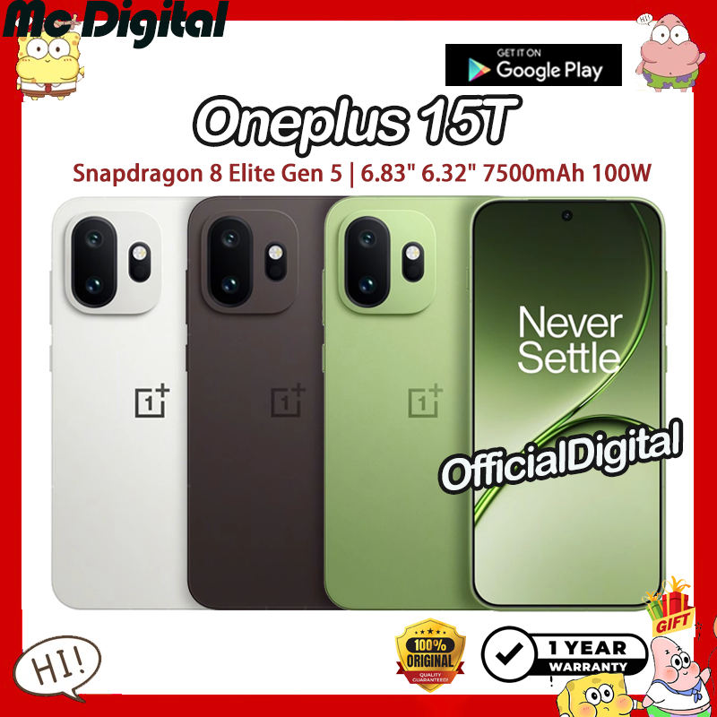 Oneplus 15t Snapdragon 8 Elite Gen 5 6.32" 7500Mah 100W | Support Thailand and Google | 12 Month Warranty ราคา 22,999 บาท*ส่งฟรี