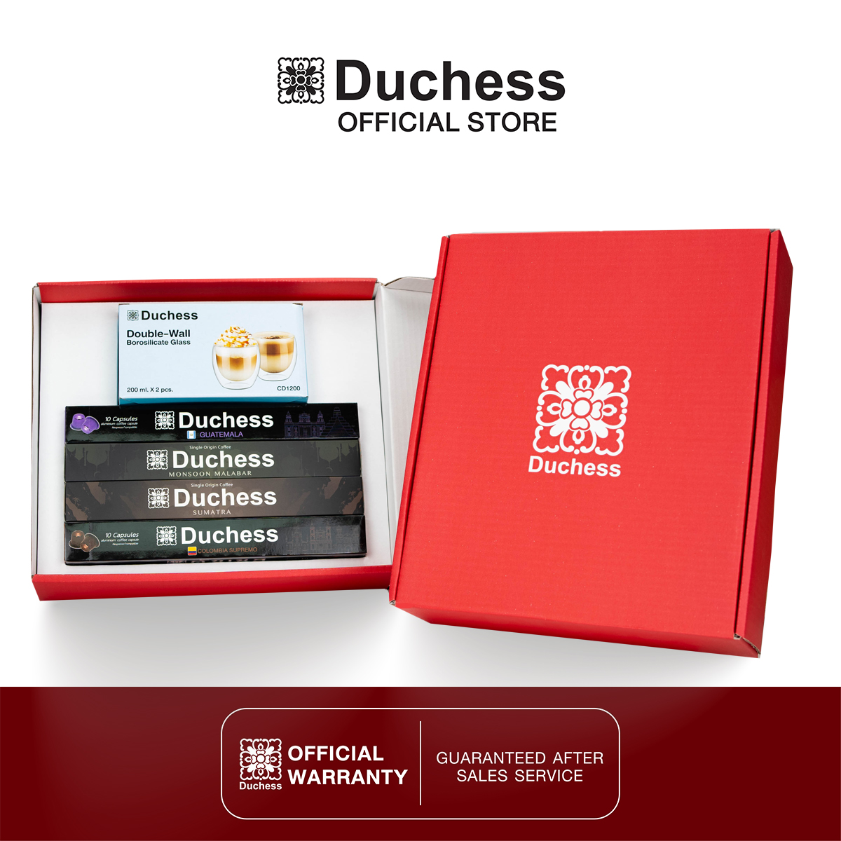 Duchess กล่องของขวัญ Gift set Nespresso Single Origin กาแฟ 80 แคปซูล 8 กล่อง รับฟรี แก้วรุ่น CD1200 2 ใบ ราคา 1,969 บาท*ส่งฟรี